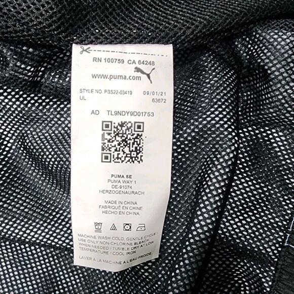 Puma Youth Rain Jacket Black & White Boy Sizes L(14-16) - Picture 7 of 7